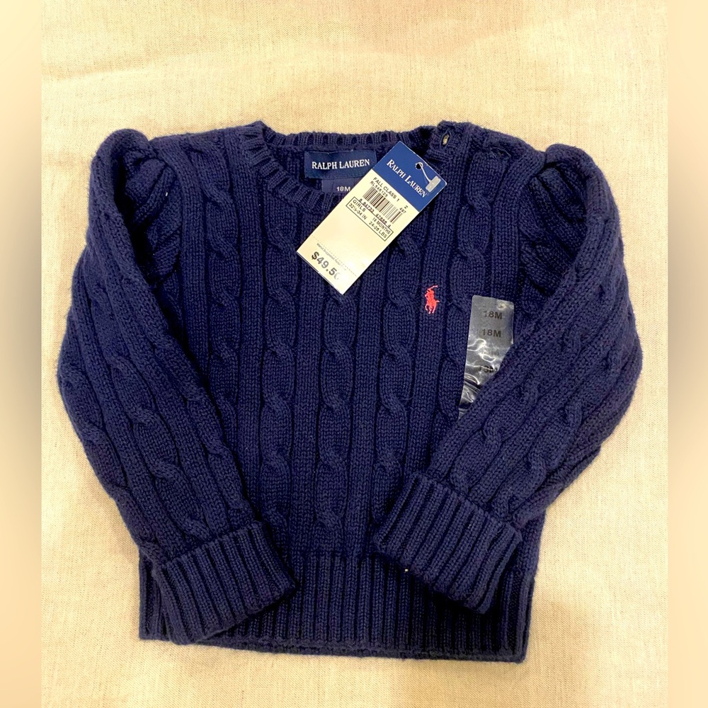 Blue Ralph Lauren Girls Cable-knit Cotton Sweater 18m